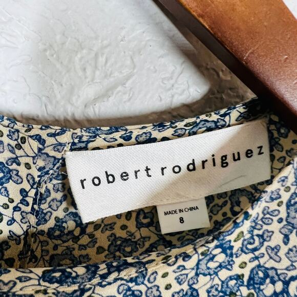 Robert Rodriguez Silk Tunic Top Blouse Micro Floral Print Long Sleeve - 8 - Picture 5 of 6
